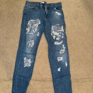 Men's Distressed Blue Jeans